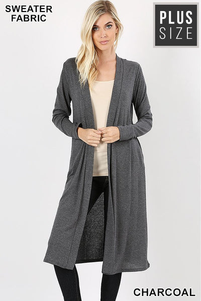 Rosie Knee-Length Duster Cardigan (PLUS) - Corinne an Affordable Women's Clothing Boutique in the US USA