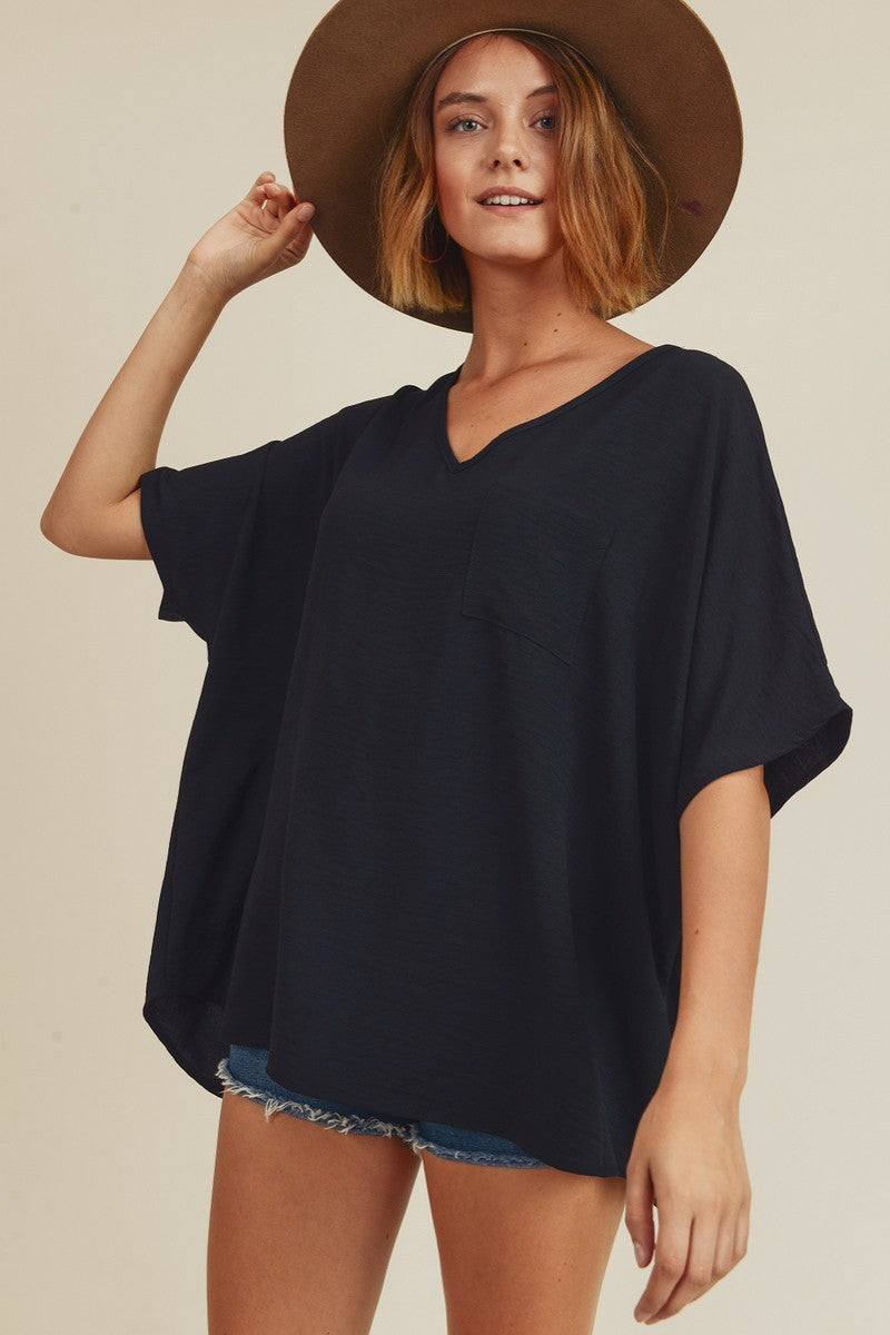 Camryn V-Neck Half Sleeve Top - Corinne an Affordable Women's Clothing Boutique in the US USA