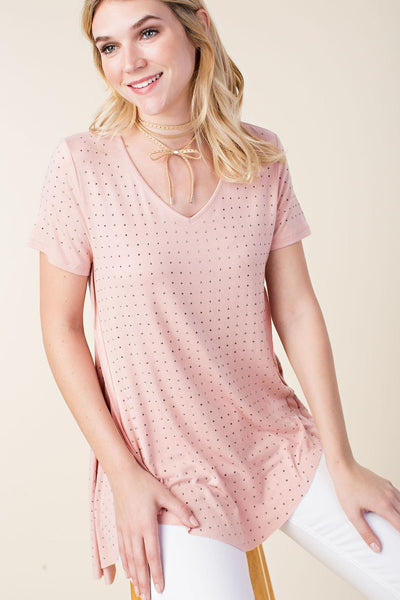 Sydney All-Over Stone Top - Corinne an Affordable Women's Clothing Boutique in the US USA