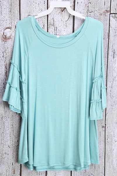 Darla Tiered Ruffle Sleeve Top PLUS - Corinne an Affordable Women's Clothing Boutique in the US USA