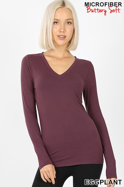 Sydnie Long Sleeve V-Neck Tee - Corinne an Affordable Women's Clothing Boutique in the US USA