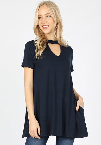 Violet Choker Neck Tunic - Corinne an Affordable Women's Clothing Boutique in the US USA